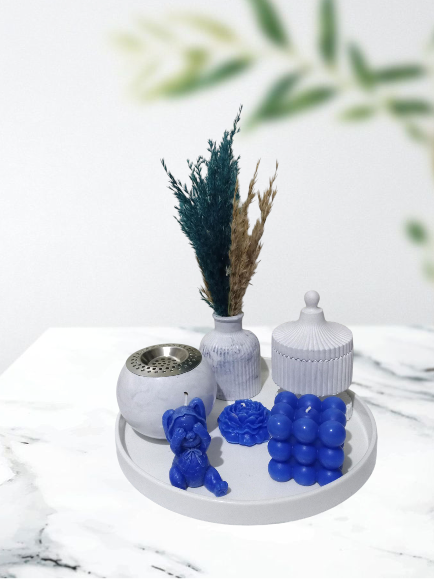 Pack Bleu Céramique – Set Décoratif 7 Pièces Épure & Créativité