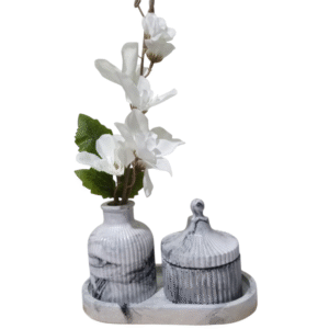 Trio Élégance Noire – Ensemble Décoratif en Céramique Blanc & Noir